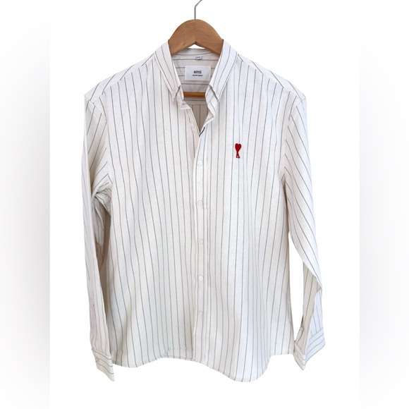 NWT AMI PARIS Striped Cotton Oxford Shirt - Picture 2 of 11